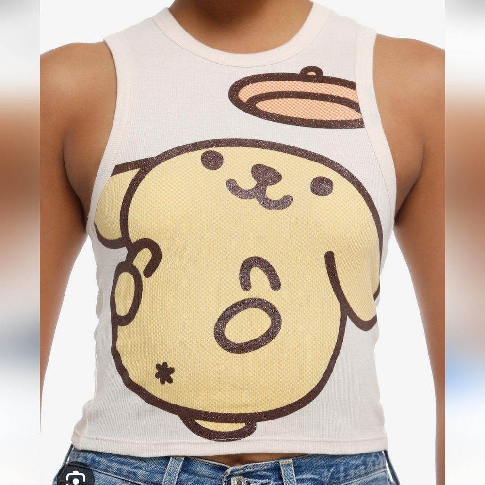 Sanrio Pompompurin Hello Kitty Friends Glitter Crop Tank Top